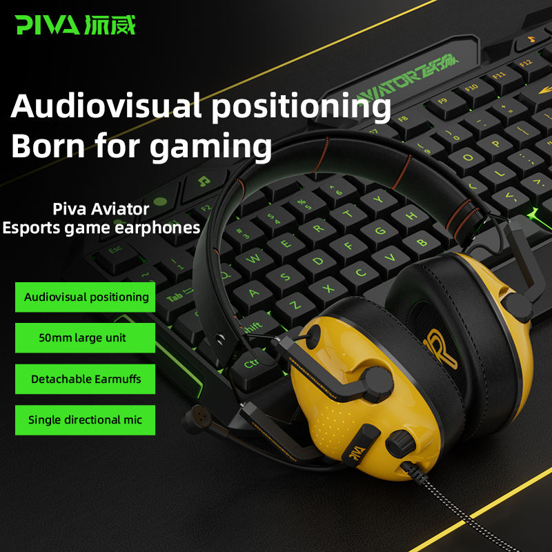 PIVA Aviator A100 yellow and black wired eSports gaming headset