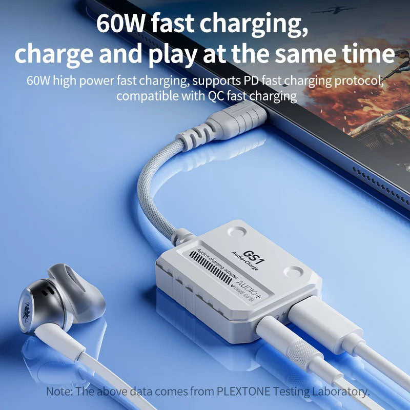 Plextone GS1 Gaming Adapter – Type-C Fast Charge + 3D Audio